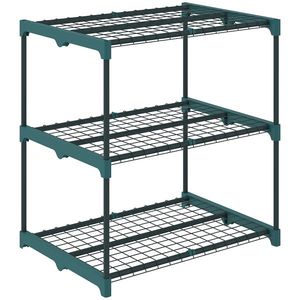 Outsunny Suport pentru plante cu 3 etaje, suport flori de 72 cm pentru interior și exterior, raft pentru plante din oțel Verde închis | Aosom Romania imagine