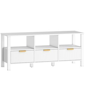 HOMCOM Comodă TV modernă cu 3 sertare şi 3 poliţe deschise pentru televizoare 109, 2-139, 7 cm 120x39, 5x50 cm Alb | Aosom Romania imagine