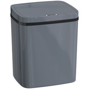 HOMCOM Coș de gunoi cu senzor 15 L Coș automat cu două moduri de deschidere, pentru birou, bucătării, 27, 6 x 21, 4 x 33, 5 cm, Gri | Aosom Romania imagine