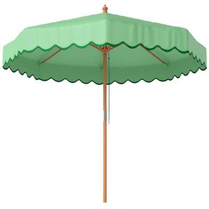Outsunny Umbrelă de Grădină Rotundă cu Volane Retro Chic Aspect Lemn Protecție Solară UV 230 cm Verde Deschis | Aosom Romania imagine