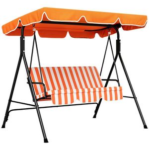Outsunny Balansoar de Grădină Exterior Leagăn cu 3 locuri cu Copertină Reglabilă și Cadru din Oțel 172x110x153 cm Portocaliu | Aosom Romania imagine