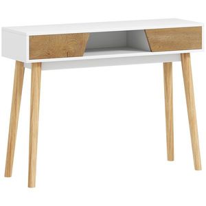 HOMCOM Consolă de intrare cu 2 sertare, compartiment și picioare din lemn pentru hol, intrare, living, alb | Aosom Romania imagine