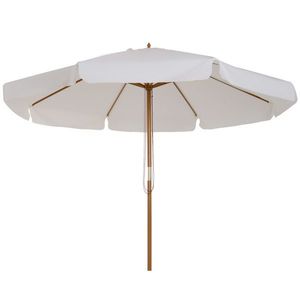 Outsunny Umbrelă de Grădină Reglabilă, Baldachin Dublu, 8 Stinghii Bambus, Poliester, Ø325x250cm, Crem | Aosom Romania imagine