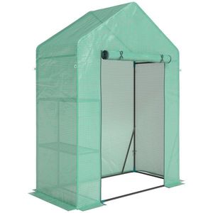 Outsunny Seră de Grădină 143 x 73 x 195 cm cu Rafturi cu 2 Etaje, Verde | Aosom Romania imagine