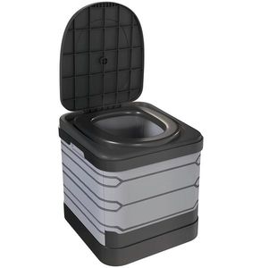 Outsunny WC Portabil pentru Camping cu 12 Pachete Coagulante și 12 Pungi de Eliminare, 42x46x43, 5 cm, Gri și Negru | Aosom Romania imagine