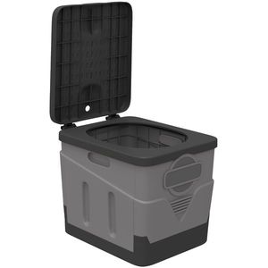 Outsunny WC Portabil de Camping cu 12 Pachete de Coagulant și 12 Pungi de Eliminare, 34x29x20 cm, Gri Închis | Aosom Romania imagine
