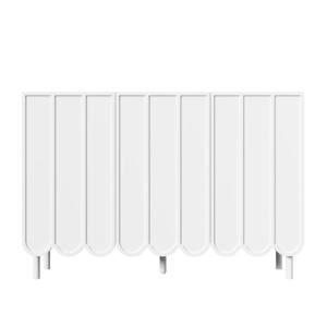 Comodă cu uși ondulate, spațiu de depozitare pentru living, hol & sufragerie, 120x35x80 cm, Alb imagine