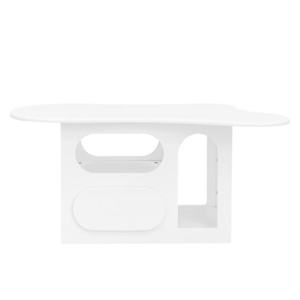 Masă de cafea cu sertare, masă de cafea în formă de nor cu spații de depozitare deschise, 97x45x43, 5 cm, Alb imagine