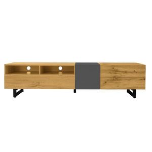 Comodă TV cu 3 uși și 2 compartimente, picioare metalice tip U, 170x36, 5x42 cm, Culoare naturală imagine