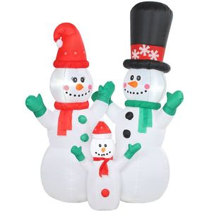 Outsunny Familie de oameni de zăpadă gonflabilă, 1, 8 m decorațiune de Crăciun cu iluminare LED pentru interior și exterior | Aosom Romania imagine