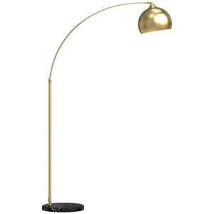 HOMCOM Lampadar lampă de living arc reglabil bază marmură stil vintage 40W E27 dim. 100-115L x 30l x 170-180H cm auriu | Aosom Romania imagine