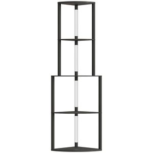 HOMCOM Lampadar pentru living, lampadar cu etajere de colț cu 4 nivele, luminozitate reglabilă, 55, 5 x 39, 5 x 163 cm, negru | Aosom Romania imagine
