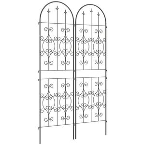 Outsunny Set de 2 Suporturi pentru Plante Cățărătoare, Trelițe de Grădină, pentru Legume, Viță-de-vie, Flori, din Metal, 50 x 180 cm, Negru | Aosom Romania imagine