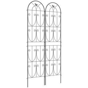 Outsunny Suport pentru Plante Cățărătoare cu Păsări Set de 2 Spalieri de Grădină pentru Legume Viță-de-vie Flori Metal 50 x 220 cm Negru | Aosom Romania imagine
