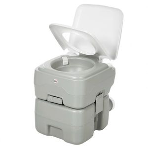 HOMCOM Toaletă de camping toaletă portabilă capacitate max. 147 kg 20L pentru camping drumeții călătorii pescuit 41, 5 x 36, 5 x 42 cm Gri | Aosom Romania imagine
