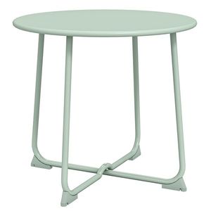 Outsunny Masă de cafea de exterior pentru 2 persoane, masă de grădină rotundă cu bază în X și structură metalică, Ø 50 x 45, 5 cm verde închis | Aosom Romania imagine