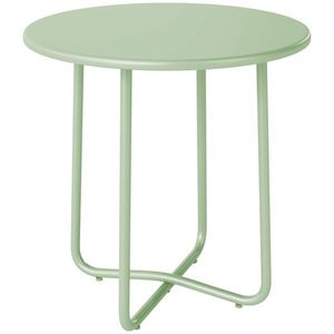 Outsunny Masă Joasă de Exterior cu Bord Rulat, Bază în X cu Picioare Reglabile pe Înălțime, pentru Living Terasă, Ø48x51cm, Verde | Aosom Romania imagine