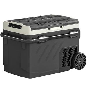 Outsunny Ladă frigorifică electrică auto 40L cu două zone, comandă prin aplicație, mâner telescopic, -20℃ până la 20℃, Negru | Aosom Romania imagine