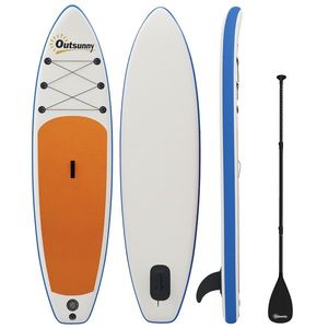 Outsunny Set Placă Stand Up Paddling gonflabilă 305 cm SUP cu vâslă din aluminiu, aripă detașabilă, lesă pentru gleznă | Aosom Romania imagine