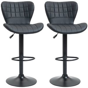 HOMCOM Set 2 scaune bar design retro 47 cm x 51, 5 cm x 89-109 cm negru | Aosom Romania imagine
