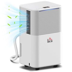 HOMCOM Dezumidificator 10 L/zi Silențios cu 3 Moduri Ecran LED Temporizator 24h Blocare pentru copii și Drenaj Continu Alb | Aosom Romania imagine