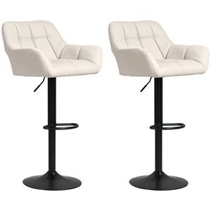 HOMCOM Set 2 scaune de bar Design retro reglabile pe înălțime piele ecologică aspect de in Cremă + Negru | Aosom Romania imagine