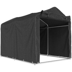 Outsunny Cort garaj, cort garaj impermeabil cu ușă, rezistent la UV 220 x 157 x 165 cm Negru | Aosom Romania imagine