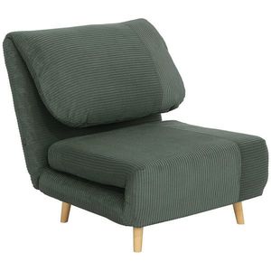 HOMCOM 2-in-1 Fotoliu extensibil Pat pentru oaspeți, tetieră reglabilă, aspect catifea reiată 82 cm x 87 cm x 89 cm Verde | Aosom Romania imagine