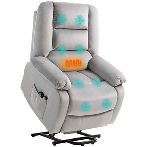 HOMCOM Fotoliu de ridicare cu funcție de masaj, 90x93x110cm, Gri deschis | Aosom Romania imagine