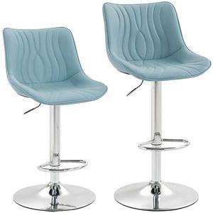 HOMCOM Set de 2 taburete de bar, scaune de bar structură din oțel înălțime reglabilă 92-110 cm, spătar suport pentru picioare albastru închis | Aosom Romania imagine