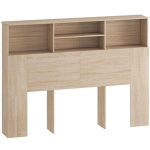 HOMCOM Tăblie pe picioare cu depozitare, accesoriu pentru pat cu 4 compartimente deschise, 140 x 19 x 103, 5 cm, efect lemn natural | Aosom Romania imagine