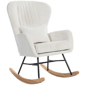 HOMCOM Fotoliu balansoar, rocking chair cu pernă, șezut căptușit, spătar înalt, 67 x 88 x 104 cm, alb | Aosom Romania imagine