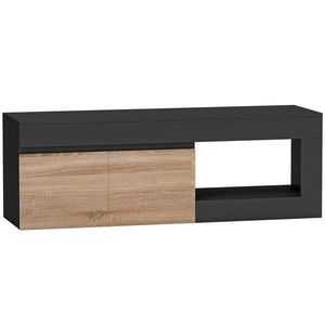 HOMCOM Comodă TV 2 uși pentru televizoare de până la 152, 4 cm, mobilier TV cu dulap și poliță deschisă, negru | Aosom Romania imagine