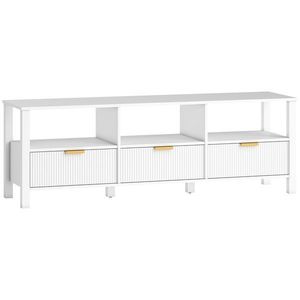 HOMCOM Comodă TV 152 cm, mobilier TV pentru televizor 165, 1 cm cu 3 sertare și 3 rafturi deschise, 152x39, 5x50cm, alb | Aosom Romania imagine