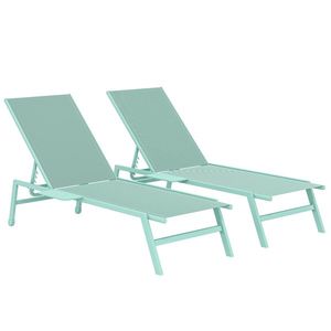 Outsunny Set 2 Șezlonguri cu Măsuță, Șezlonguri Grădină cu Spătar Reglabil. | Aosom Romania imagine
