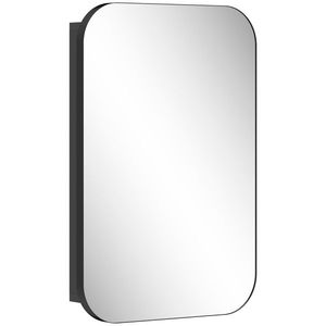 HOMCOM Dulap cu oglindă pentru baie, dulap de baie cu oglindă, dulap suspendat cu poliță reglabilă, 40 x 10 x 60 cm, Negru | Aosom Romania imagine