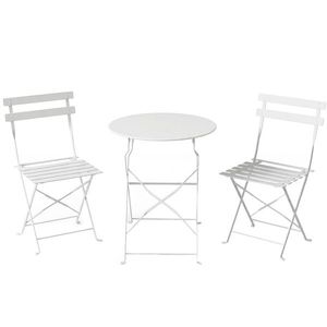 Outsunny Set Bistro Pliabil pentru Exterior cu Masă și 2 Scaune, Alb | Aosom Romania imagine