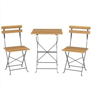 Outsunny Set mobilier de grădină bistro 3 piese, 2 scaune pliabile, masă pătrată din lemn de acacia, 55x55x71cm, natural | Aosom Romania imagine