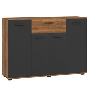 HOMCOM Bufet pentru living, mobilier de depozitare cu 4 dulapuri, sertare și rafturi reglabile, dim. 120 x 35 x 85 cm, maro și negru | Aosom Romania imagine