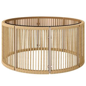 Outsunny Masă laterală din polyrattan, masă de cafea cu blat din sticlă securizată, masă pentru grădină cu cadru din oțel 70 x 70 x 33 cm Maro | Aosom Romania imagine