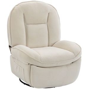 HOMCOM Fotoliu recliner, fotoliu rotativ cu funcție de balans și șezlong, șezut adânc, pernuță spate groasă, montaj ușor, crem | Aosom Romania imagine