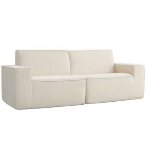 HOMCOM Canapea 3 locuri din catifea cordonată 230 cm, canapea modernă, fără montaj necesar, bej | Aosom Romania imagine