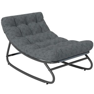 Outsunny Fotoliu balansoar cu șezut lat din plasă și pernă groasă 101 x 66 x 63 cm Gri | Aosom Romania imagine