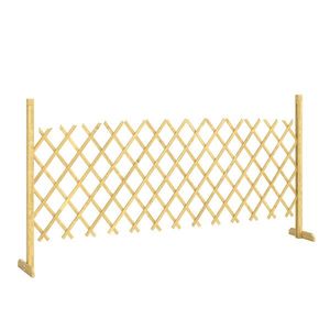 Outsunny Barieră extensibilă din lemn de brad 180 cm, bază stabilă, pentru interior exterior balcon grădină, 180x30x90cm, natural | Aosom Romania imagine