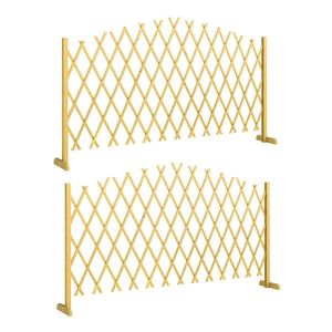 Outsunny Set de 2 panouri extensibile de gard pentru grădină exterioară din lemn pentru decor terasă 180x30x103 cm Natural | Aosom Romania imagine