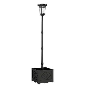 Outsunny Lanternă solară lampă de podea cu ghiveci 195cm Lampa de grădină exterioară cu 2 trepte de luminozitate comutator de control al luminii IP44 | Aosom Romania imagine