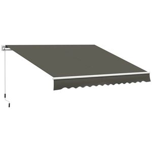 Outsunny Copertină Pliabilă pentru Exterior, Copertină Tip Roll-Up cu Deschidere Manivelă, 350x250 cm, Gri | Aosom Romania imagine