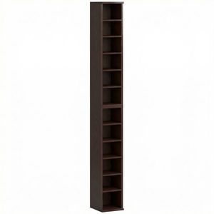 HOMCOM Set de 2 etajere coloane dulap de depozitare CD-DVD 12 compartimente 21 x 22, 5 x 88, 5 cm capacitate 204 CD-uri maro | Aosom Romania imagine