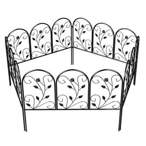 Outsunny Gard de grădină din metal 80 x 60 cm, set grilaj decorativ cu suport pentru grădină, paturi cu flori, barieră pentru animale, Negru | Aosom Romania imagine