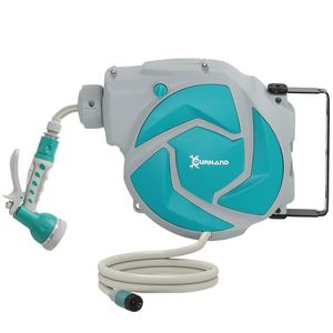 DURHAND Furtun retractabil de perete cu tambur 10+1 m, retractare automată și cap cu 7 funcții, rotativ 180° | Aosom Romania imagine